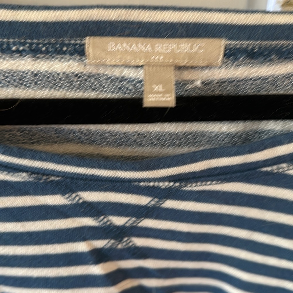 Banana Republic Striped Boatneck Sweatshirt 3/4 Sleeve XL - Picture 2 of 4
